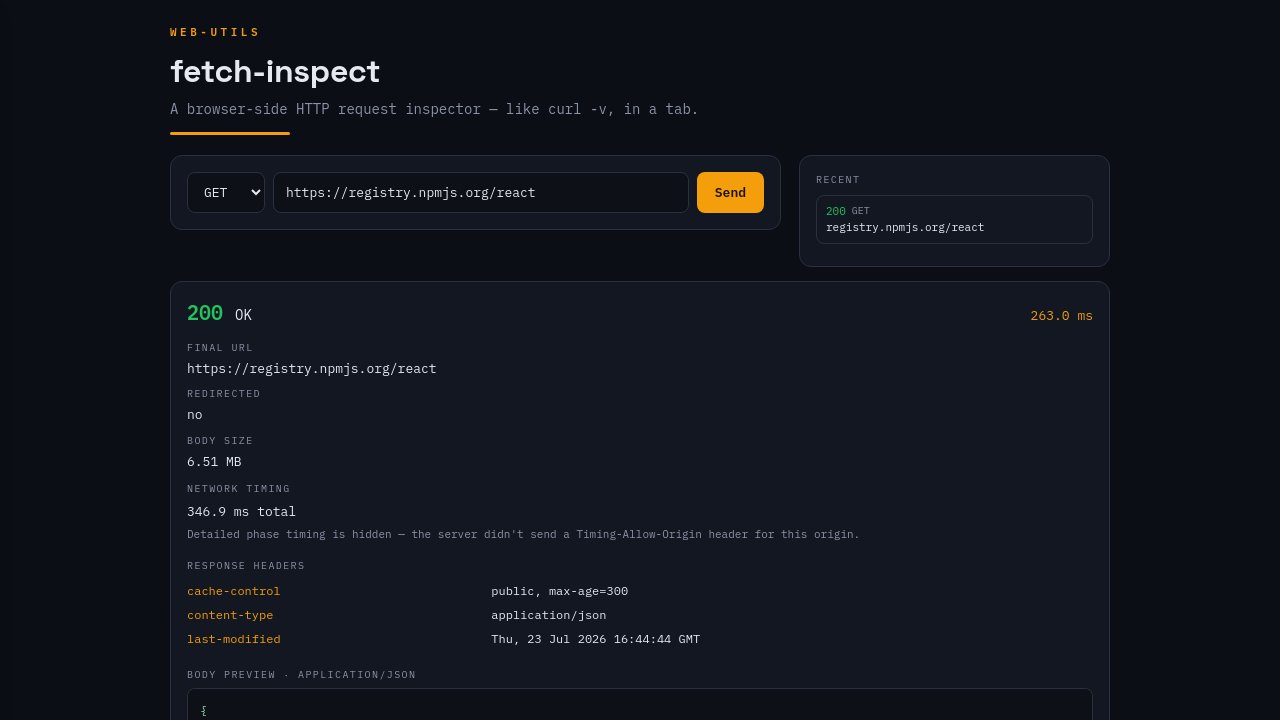 Fetch Inspect preview